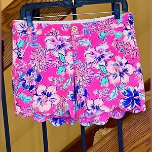 Lilly Pulitzer Knit Buttercup Shorts/Last Bud Not Least/pink Isle/SZ. 2 Women’s